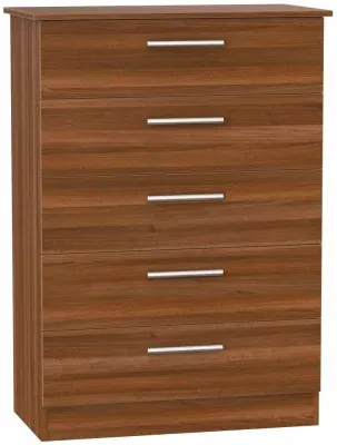 Contrast 5 Drawer Chest - Noche Walnut