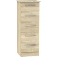 Contrast 5 Drawer Narrow Chest - Bardolino, Oak