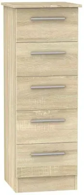 Contrast 5 Drawer Narrow Chest - Bardolino, Oak image
