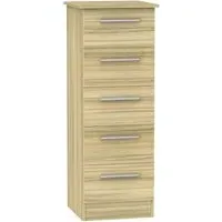 Contrast 5 Drawer Narrow Chest - Cocobolo, Oak