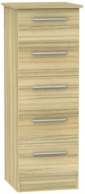 Contrast 5 Drawer Narrow Chest - Cocobolo, Oak