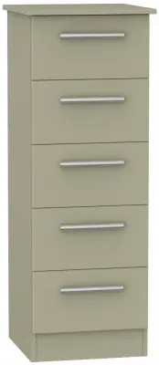 Contrast 5 Drawer Narrow Chest - Mushroom
