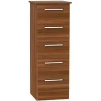 Contrast 5 Drawer Narrow Chest - Noche Walnut