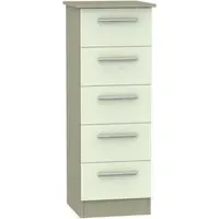 Contrast 5 Drawer Narrow Chest - Vanilla, Mushroom