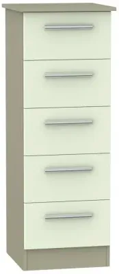 Contrast 5 Drawer Narrow Chest - Vanilla, Mushroom