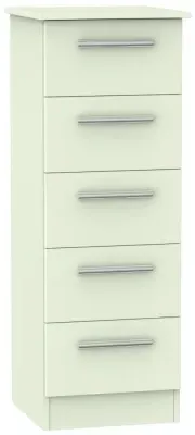 Contrast 5 Drawer Narrow Chest - Vanilla