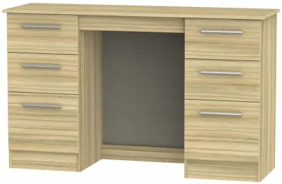 Contrast 6 Drawer Double Dressing Table - Cocobolo, Oak