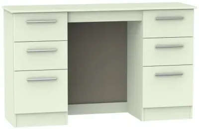 Contrast 6 Drawer Double Dressing Table - Cream