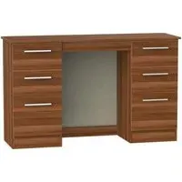 Contrast 6 Drawer Double Dressing Table - Noche Walnut