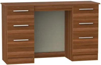 Contrast 6 Drawer Double Dressing Table - Noche Walnut