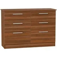 Contrast 6 Drawer Midi Chest - Noche Walnut