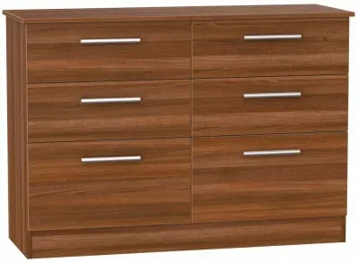 Contrast 6 Drawer Midi Chest - Noche Walnut