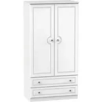 Crystal 2 Door 2 Drawer Double Wardrobe - White Ash