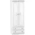 Crystal 2 Door 2 Drawer Tall Wardrobe - White, Ash