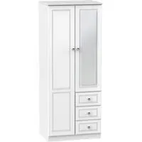 Crystal 2-Door Combi Wardrobe with Mirror - White Ash