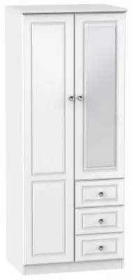 Crystal 2-Door Combi Wardrobe with Mirror - White Ash