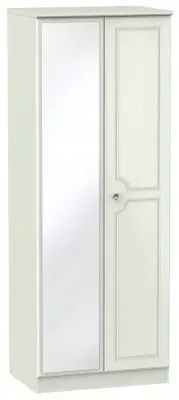 Crystal 2 Door Tall Wardrobe with Mirror - Cashmere