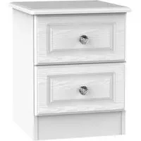 Crystal 2 Drawer Bedside Cabinet - White, Ash