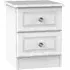 Crystal 2 Drawer Bedside Cabinet - White, Ash
