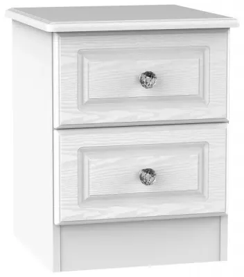 Crystal 2 Drawer Bedside Cabinet - White, Ash image