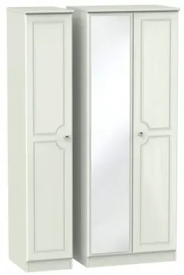 Crystal 3 Door Tall Triple Wardrobe with Mirror - Cashmere