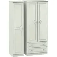 Crystal 3-Door Triple Wardrobe with Storage - Cashmere