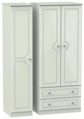 Crystal 3-Door Triple Wardrobe with Storage - Cashmere