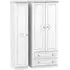 Crystal 3-Door Triple Wardrobe with Storage - White