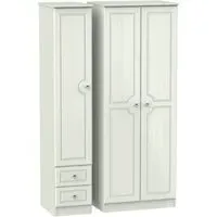 Crystal 3-Door Wardrobe with 2 Drawers - Cashmere