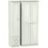 Crystal 3-Door Wardrobe with 2 Drawers - Cashmere