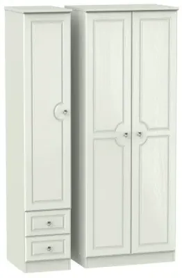 Crystal 3-Door Wardrobe with 2 Drawers - Cashmere