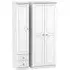 Crystal 3-Door Wardrobe with 2 Drawers - White