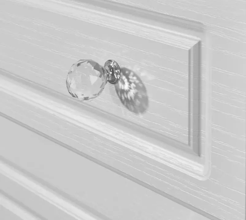 Crystal 3-Door Wardrobe with 4 Drawers - White