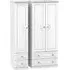 Crystal 3-Door Wardrobe with 4 Drawers - White