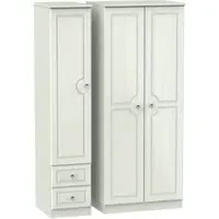 Crystal 3-Door Wardrobe with Drawers - Cashmere