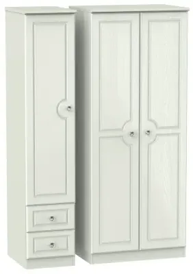 Crystal 3-Door Wardrobe with Drawers - Cashmere
