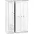 Crystal 3-Door Wardrobe with Drawers - White