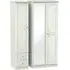 Crystal 3-Door Wardrobe with Mirror and Drawers - Cashmere