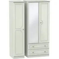 Crystal 3-Door Wardrobe with Mirror and Drawers - Kaschmir Ash