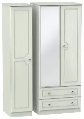 Crystal 3-Door Wardrobe with Mirror and Drawers - Kaschmir Ash