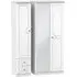 Crystal 3-Door Wardrobe with Mirror and Drawers - White Ash