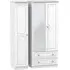 Crystal 3-Door Wardrobe with Mirror and Drawers - White Ash