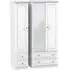 Crystal 3-Door Wardrobe with Mirror - White Ash