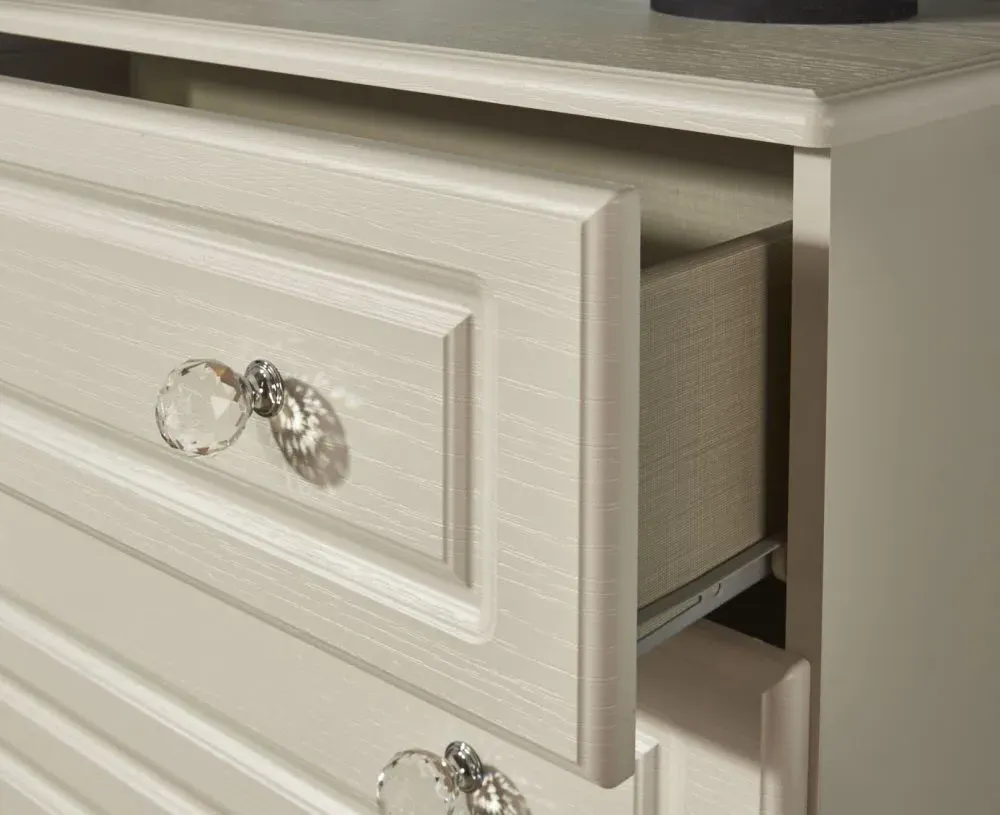 Crystal 3 Drawer Bedside Cabinet - Cashmere