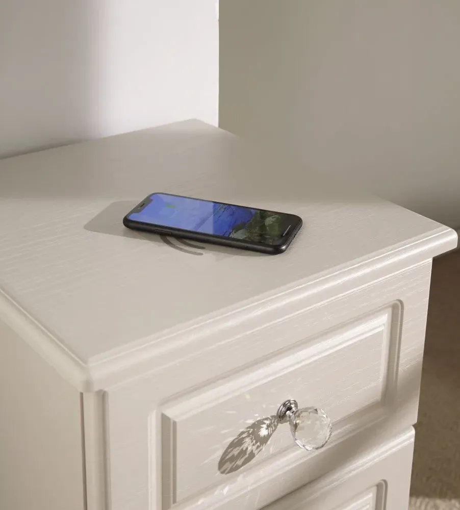 Crystal 3 Drawer Bedside Cabinet - Cashmere