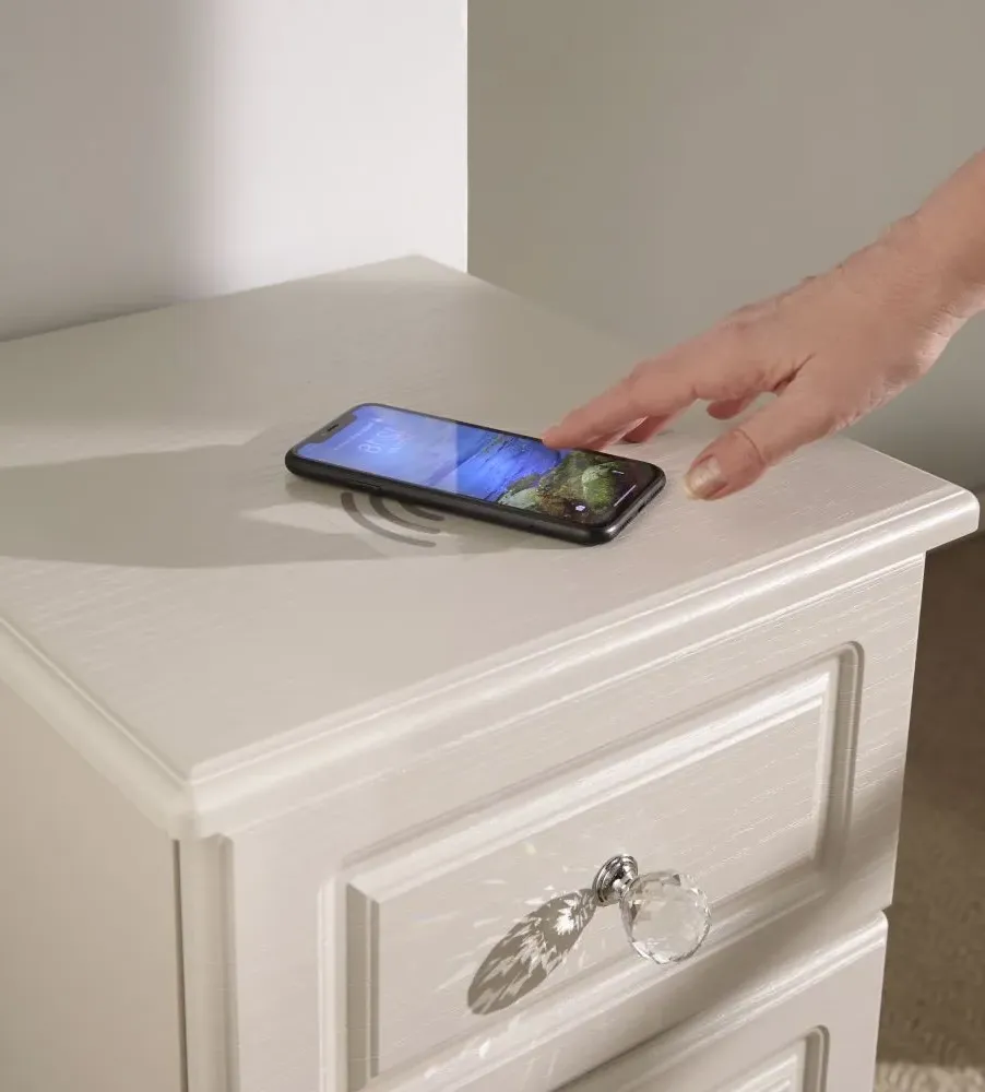 Crystal 3 Drawer Bedside Cabinet - Cashmere