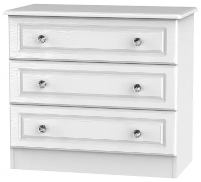 Crystal 3 Drawer Chest - White