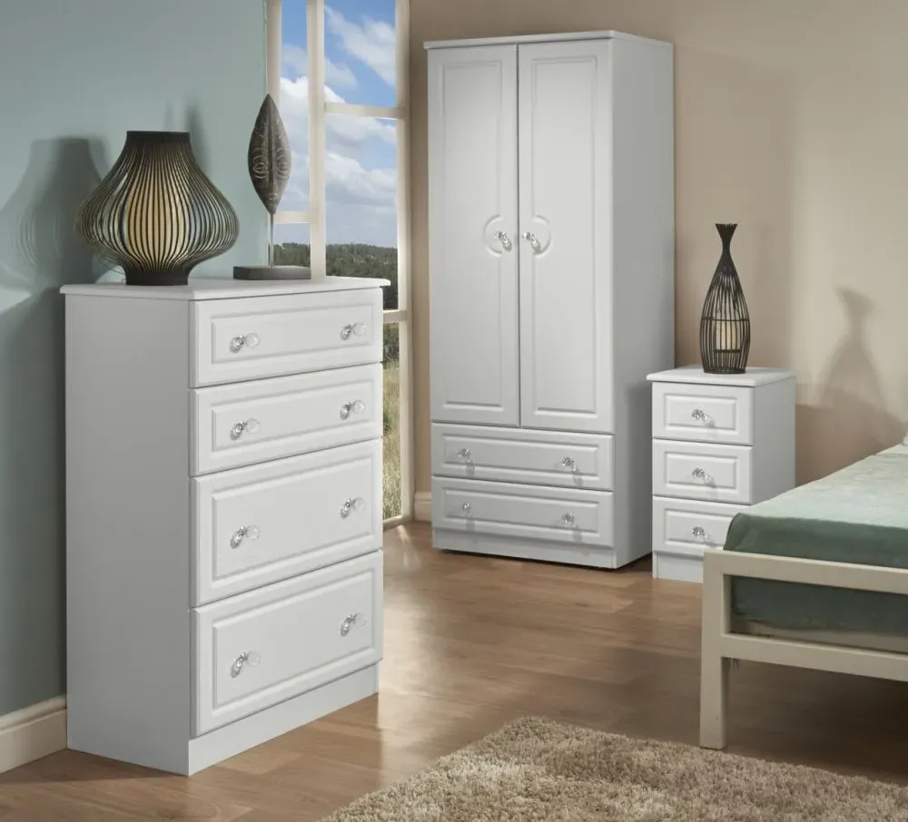 Crystal 4 Drawer Deep Chest - White, Ash