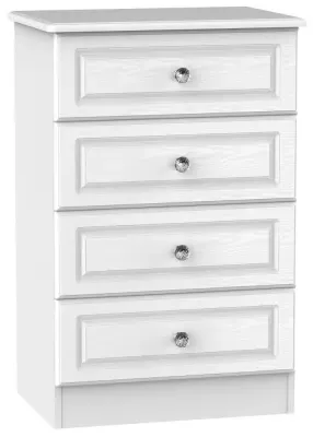 Crystal 4 Drawer Midi Chest - White Ash
