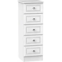 Crystal 5 Drawer Narrow Chest - White, Ash